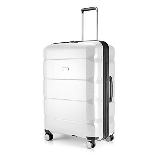 Hauptstadtkoffer - britz - bagaglio a mano con scomparto per laptop, valigetta da viaggio espandibile, tsa, 4 ruote, bianco, 75 cm, valigetta