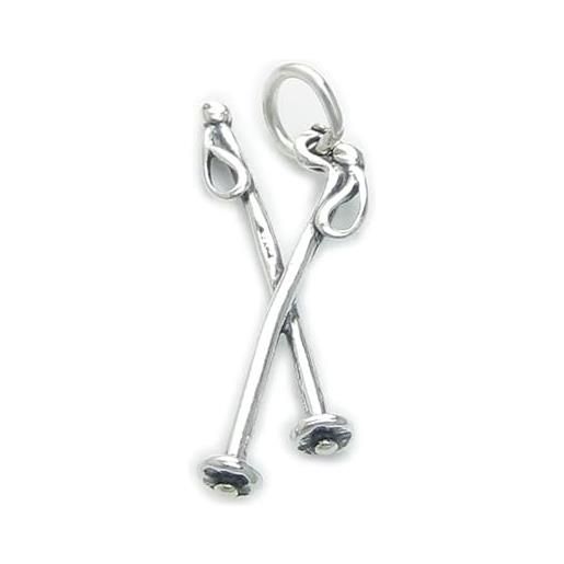 Maldon Jewellery bastoncini da sci walking in argento sterling ciondolo. 925x 1sci e walkers charms cf280
