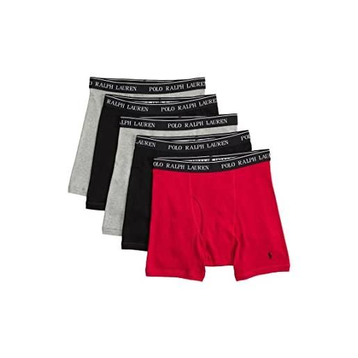 Polo ralph lauren boxer in cotone p5 classic fit, 2 andover heather/rl2000 rosso/2 polo nero, x-large