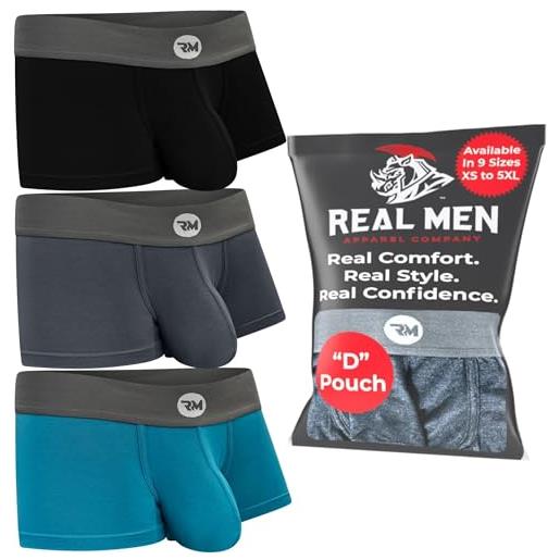 RM Real Men boxer (confezione da 3), bianco nero grigio ciano, xxl