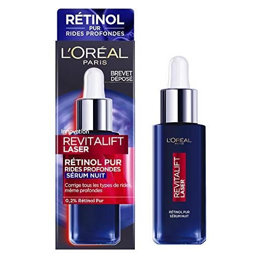 L'Oréal Paris - siero di notte retinolo antirughe - trattamento viso antietà speciale rughe profonde - pelle rassodante e morbida - tutti i tipi di pelle - revitalift laser - 30 ml