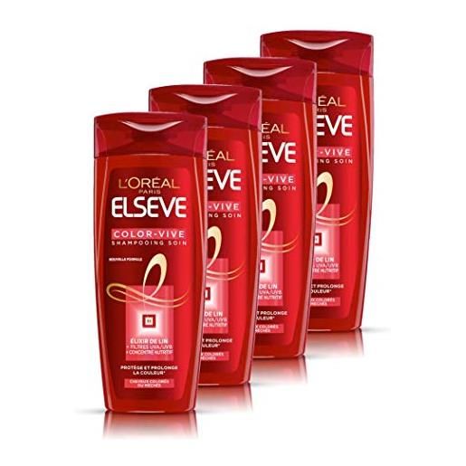 Elsève l'oréal paris Elsève color-vive shampoo trattamento da 250 ml, set di 4. 