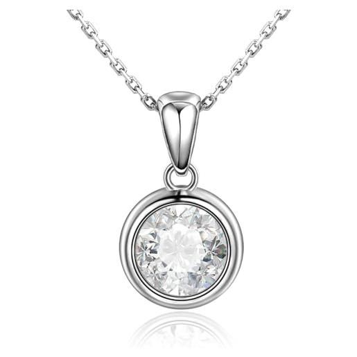 Candyfancy collana in argento 925 con ciondolo, collana da donna con ciondolo a forma di cuore, zirconi e perle, pietra di luna, regalo per donne e fidanzate, argento sterling, zirconia cubica