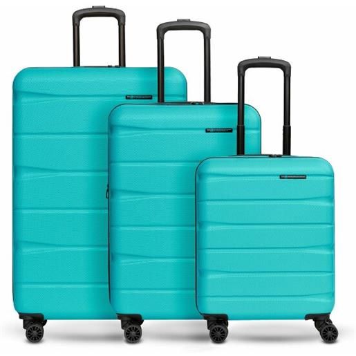 Franky abs13 set di valigie a 4 ruote, 3 pezzi con ripiegamento elasticizzato turchesa