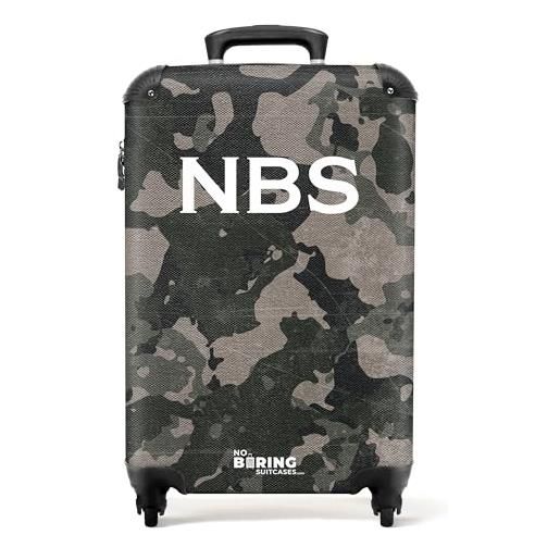 NoBoringSuitcases.com valigia modello, motivo mimetico verde con colore sabbia, handgepäck, bagaglio per bambini