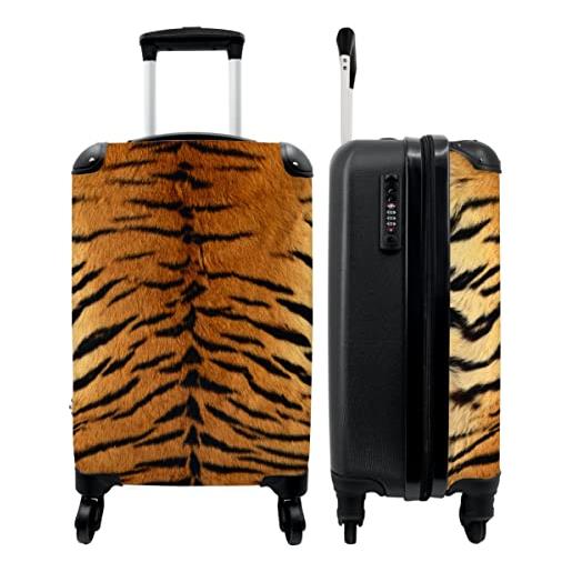 NoBoringSuitcases.com® valigia trolley bagaglio a mano piccola valigia da viaggio con 4 ruote - tigre - animali selvatici - stampa tigre - design - valigia cabina - bagaglio da tavola