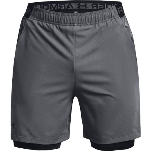 Under Armour pantaloncini da tennis da uomo Under Armour vanih woven 2-in-1 shorts - pitch gray/black