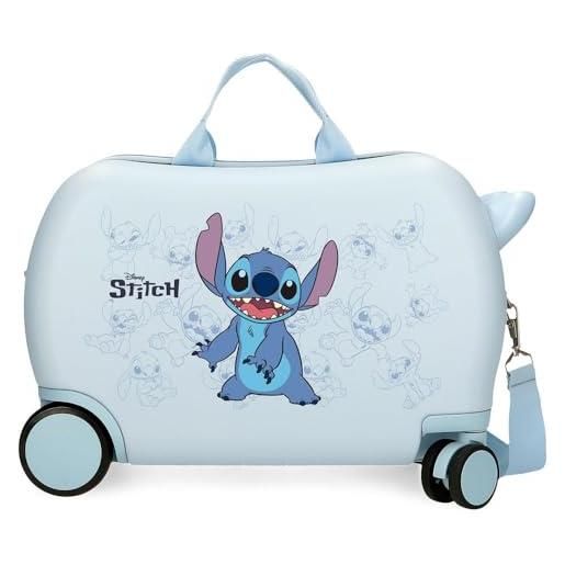 Disney joumma Disney happy stitch valigia per bambini blu 45 x 31 x 20 cm rigida abs 24,6 l 1,8 kg 2 ruote bagagli mano, blu, valigia per bambini