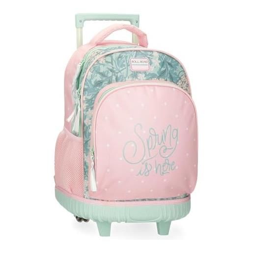 ROLL ROAD spring is here zaino compact 2 ruote rosa 32x43x21 cm poliestere 28,9l, rosa, zaino compact 2 ruote