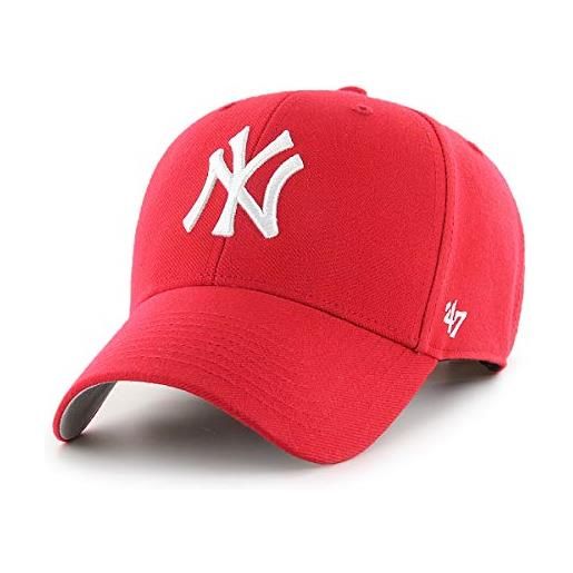 47 mlb new york yankees mvp berretto da baseball unisex, cinturino regolabile con gancio e anello, logo bianco, colore rosso