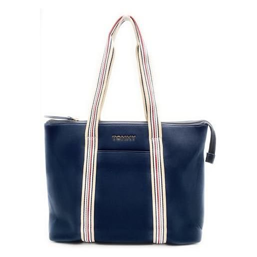 Tommy Hilfiger womenbag2690 - borsa a tracolla da donna, 40 x 30 x 13 cm, con logo th, in metallo, da donna, blu, einheitsgröße