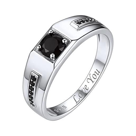 ChicSilver anello uomo personalizzabile argento 925 anello da uomo con pietra anello uomo argento pietra nera misura 30