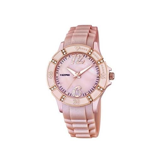 Calypso orologio al quarzo con display analogico e cinturino in oro rosa e oro rosa cinturino in plastica k5650/9