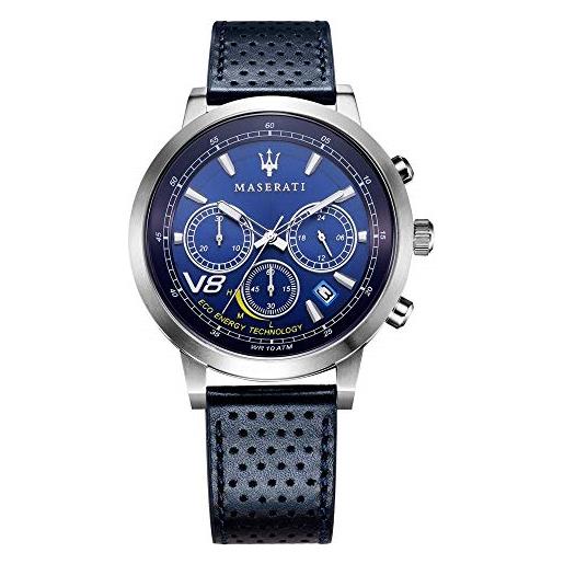 Maserati, orologio da uomo, collezione gt, movimento al quarzo, cronografo, in acciaio e cuoio - r8871134002