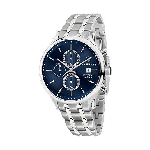 Maserati orologio da uomo, collezione gentleman, con movimento al quarzo e funzione cronografo, in acciaio - r8873636001