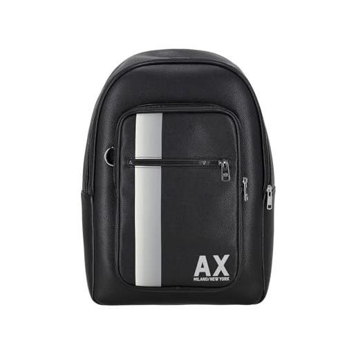 Armani Exchange large color block ax zip backpack, zaino uomo, schwarz, einheitsgröße