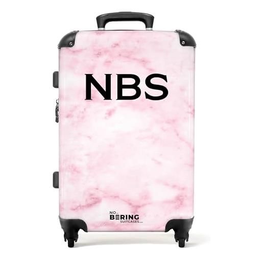 NoBoringSuitcases.com valigia modello, marmo rosa con bianco, midsize, bagaglio per bambini