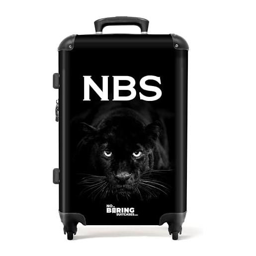 NoBoringSuitcases.com valigia modello, pantera nera/bianca, midsize, bagaglio per bambini