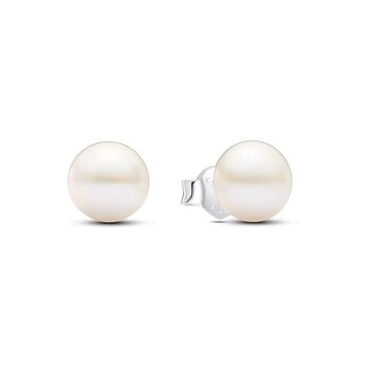 Pandora timeless orecchini a bottone in argento sterling con perla coltivata d'acqua dolce trattata bianca da 7 mm