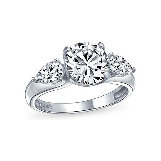 Bling Jewelry personalizzare timeless 3ct aaa cz trillion side stones promessa cubic zirconia brilliant cut solitaire round engagement ring per donne. 925 sterling silver personalizzabile