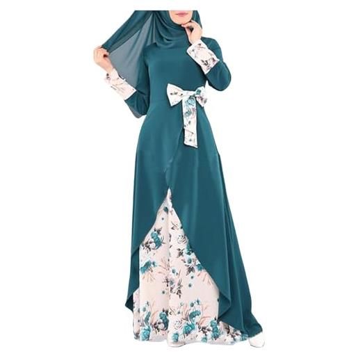 KBOPLEMQ vestito musulmano da donna lungo abito da preghiera islamico medio oriente dubai turchia arabo musulmano caftano abito da preghiera per le donne a maniche lunghe abito maxi abaya, p verde. , 