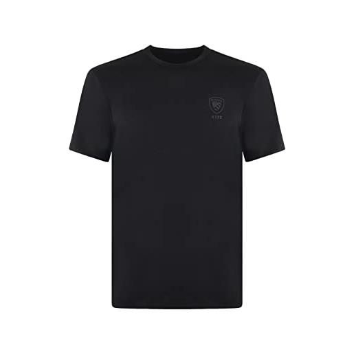 Blauer t-shirt uomo 23sbluh02096999 nera cotone regular fit girocollo mezza manica logo scudetto petto tono su tono xl