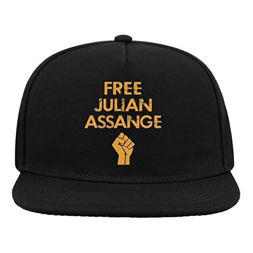 Generic free julian assange orange fist logo cappello da baseball con visiera piatta snapback a 5 pannelli nero