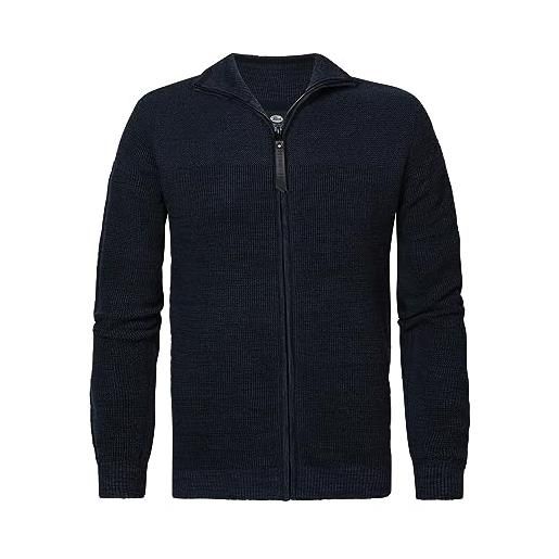 Petrol Industries uomo knitwear collana cardigan polo a maniche lunghe, blu (midnight navy), xl