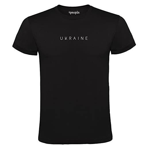 4people maglietta ucraina ucraina cappotto logo dorato magliette nere 100% cotone uomo taglie s m l xl xxl, nero , m