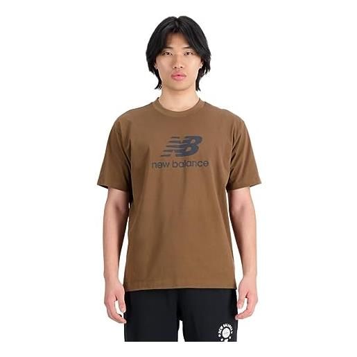 New Balance maglietta essentials stacked logo uomo marrone, marrone, xl