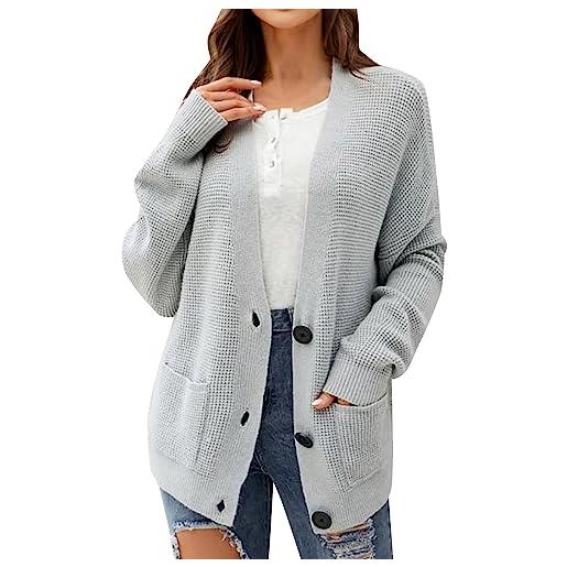 Generic maglione a maniche lunghe con cardigan corto aperto sul davanti, casual, drappeggiato, da donna cappotto invernale di marca (grey, s)