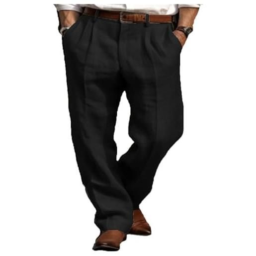 babao abito da uomo abito pantalone pantaloni davanti in lino in cotone classico pantaloni da faccia da uomo