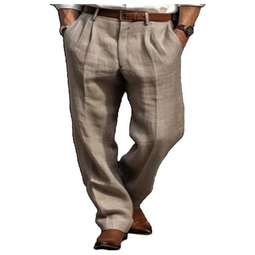 babao abito da uomo abito pantalone pantaloni davanti in lino in cotone classico pantaloni da faccia da uomo