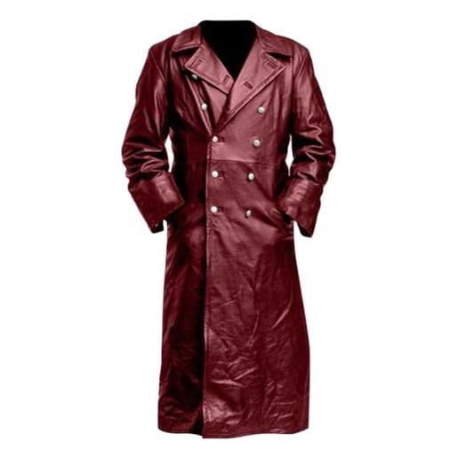 Oanviso giacca lunga in pelle uomo giubbotti in pelle sintetica cappotto manica lunga vintage giacca a vento cappotti casual giacche con bottoni autunno moda giacca di pelle a rosso xxl