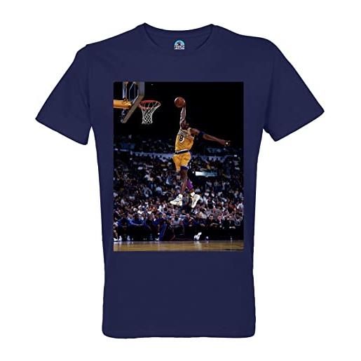 French Unicorn t-shirt uomo girocollo cotone bio vintage dunk kobe bryant superstar basket los angeles, blu, m