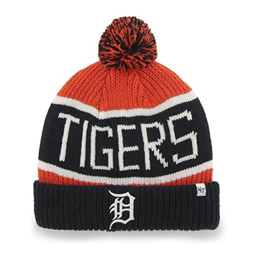 47 mlb detroit tigers '47 brand calgary cuff knit hat with pom, orange, one size
