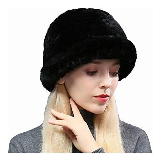 XUYUZUAU cappello a secchiello da donna vera pelliccia di coniglio cappelli partito inverno moda