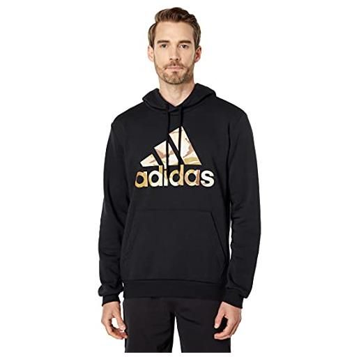 adidas men's standard essentials hooded sweatshirt, black, large