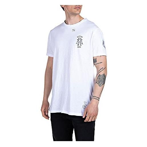 REPLAY m6029.000.22336g t-shirt, bianco (001 white), l uomo