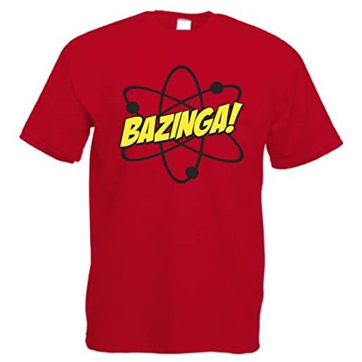 CHEIDEASTORE t-shirt sheldon bazinga atomo filled uomo maglietta ispirata big bang theory (rosso, medium)