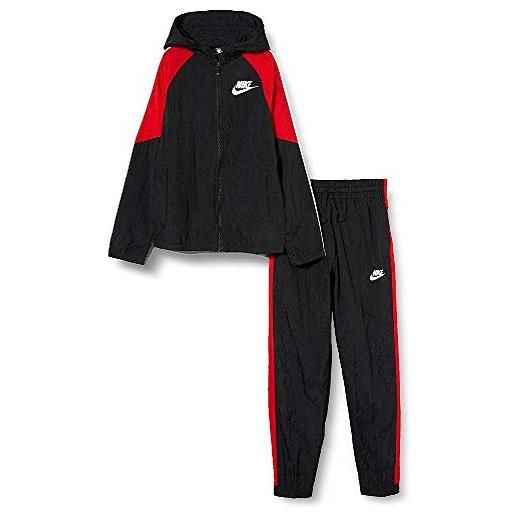 Nike sportswear, tuta in woven bambino, black/university red/white/white, xl