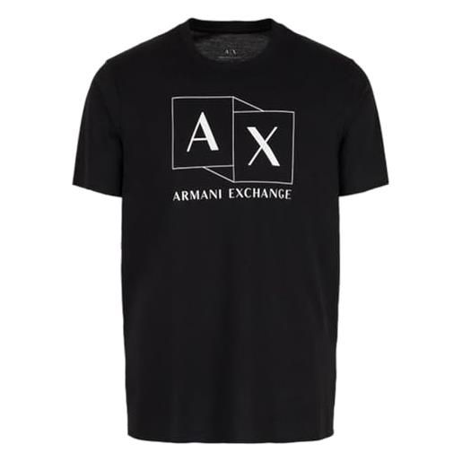 Armani Exchange slim fit mercerized cotton jersey ax box logo tee t-shirt, nero, xl uomo