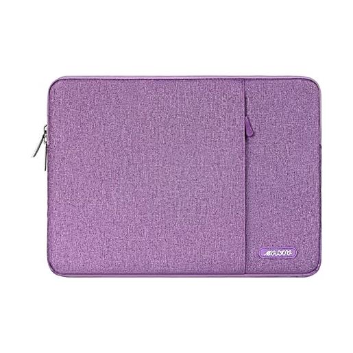 MOSISO laptop custodia borsa compatibile con mac. Book air 13 m3 a3113 m2 a2681 m1 a2337 a2179 a1932 2018-2024/pro 13 a2289 a2159 a1989 a1708, poliestere manica verticale con tasca, violet chiaro