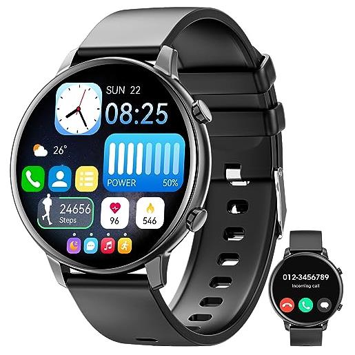 Mingtawn smart watch uomo donna rispondi/effettua chiamate, 1,4'' orologio fitnesscon frequenza cardiaca, spo2, sonno, oltre 100 modalità sportive, tracker attività impermeabile ip67 compatibile con android ios