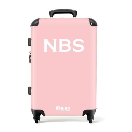 NoBoringSuitcases.com valigia modello, rosa chiaro con scritta bianca, mittelgroß, valigetta