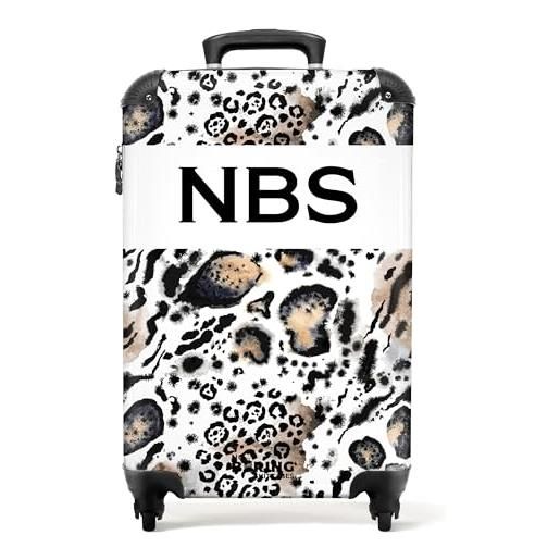 NoBoringSuitcases.com valigia modello, 32. Leopardo bianco, handgepäck, 32. Leopardo bianco