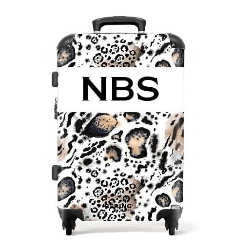 NoBoringSuitcases.com valigia modello, leopardo bianco, mittelgroß, valigetta