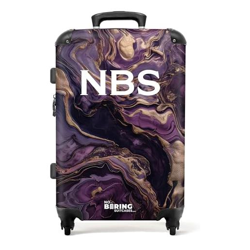 NoBoringSuitcases.com valigia modello, marmo viola con oro, mittelgroß, valigetta