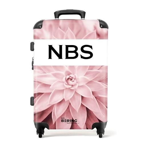 NoBoringSuitcases.com valigia modello, fiore rosa, midsize, bagaglio per bambini
