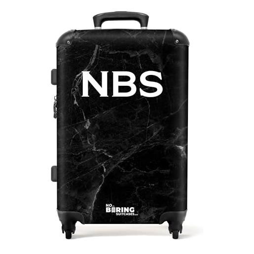 NoBoringSuitcases.com valigia modello, marmo nero bianco, midsize, bagaglio per bambini